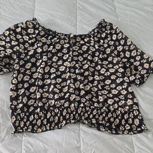 Floral Black and White Women's Top